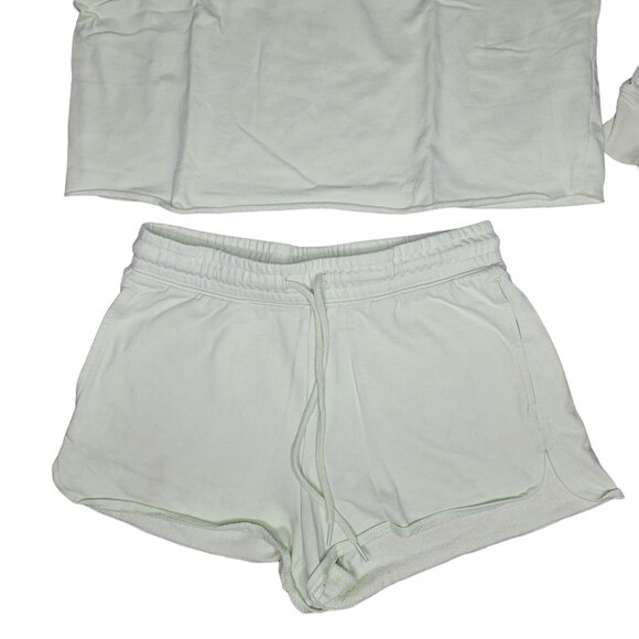 Colsie Women's X-Small Mint Green Cropped Sweatshirt & Shorts Lounge Set pajamas - Picture 4 of 4